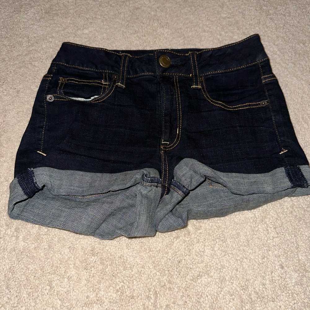 American Eagle Jean Shorts - Midi - dark blue - stretch